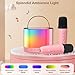 JYX Mini Karaoke Machine for Kids Adults, Portable Bluetooth Speaker with 2 Microphones, Support TF/AUX Input/4 Funny Magic Voice (Pink-2 Mic)