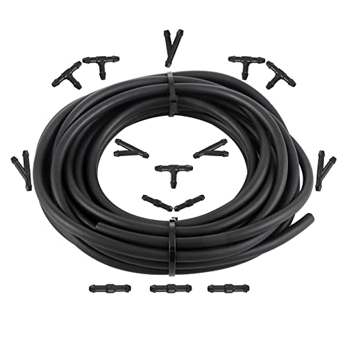 CarBole 6m Kit de Tuyau Essuie Glace,Tuyau Lave Glace universel,Tuyau de Liquide de Lave-Glace avec 15 Pcs Raccord de Tuyau Cover