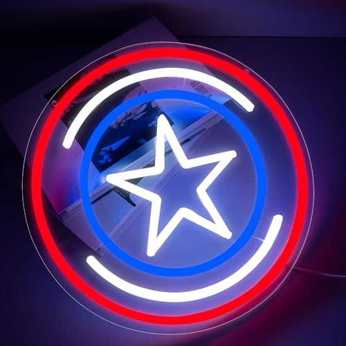Image of Anime Neon Signs for Wall Decor Anime Shield LED Light for Boys Bedroom Cool Light Up Signs Decor for Man Cave Game Room Bar Club Cool Gifts for Men Kids Boys Movie Fans,Size 13.4 * 13.4 in(FMXD133)
