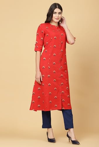 Image of Pistaa's Women's Cotton Relaxed Fit A Line Kurta