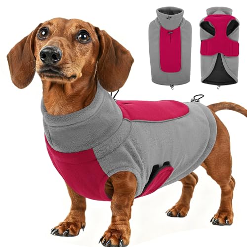 KONVINIT Hundepullover für Mittelgroße Hunde - Fleece Winddichter Winterpulli Hunde Wintermantel mit Doppelschicht und Reflektorstreifen,Hundemantel für Dackel