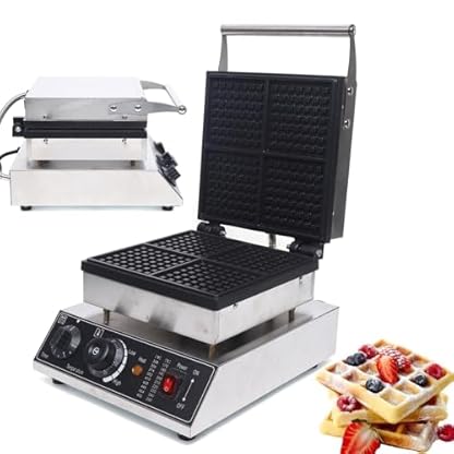 YyanLAK Waffeleisen, 1750W Waffelmaker Waffelautomat, 4 Waffeln Timer und Temperaturregelung, Kommerzielle Waffeleise, Für hausgemachte Waffeln