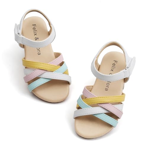 Image of Felix & Flora Toddler Girl Sandals - Little Girl Easter Dress Shoes Lightweight Open Toe Beach Holiday Flats