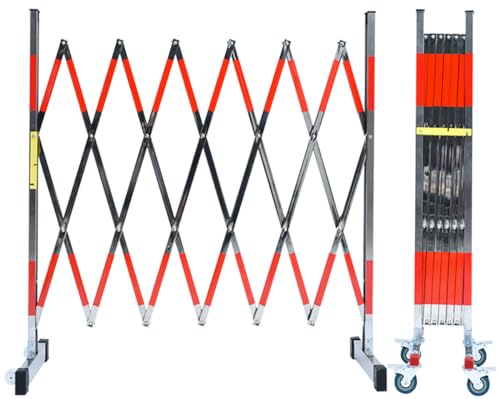 Barrière de signalisation mobile roues clôture rétractable métal extensible 3m - 2