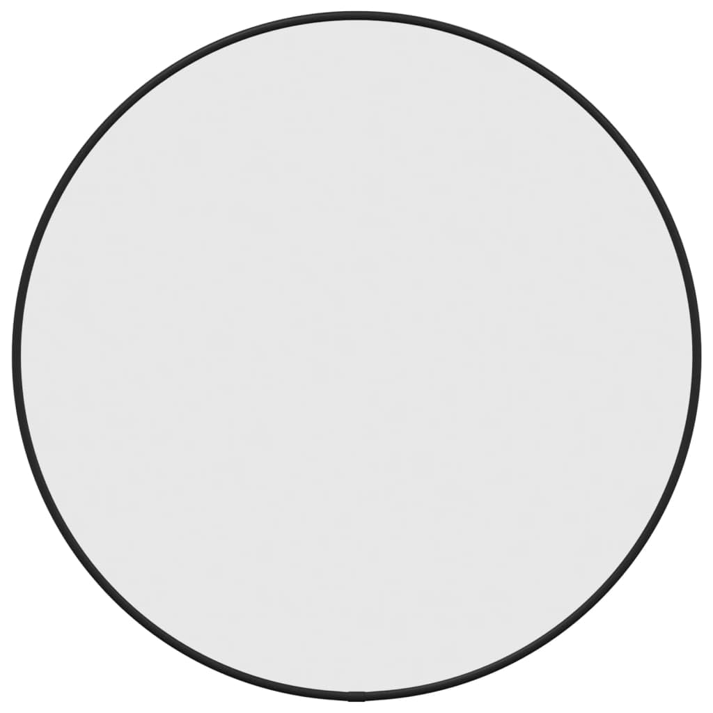 vidaXL Wall Mirror with PVC Frame - Modern Round Vanity Mirror for Bathroom, Bedroom, Hallway - 50 cm Diameter, Black Glass