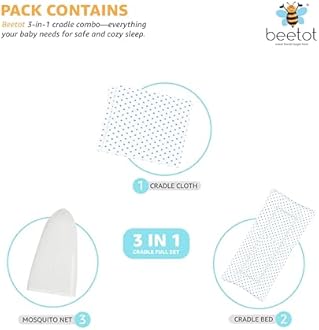 Baby Cradle Set Swing/Jhula (Thottil Cloth, Palna, Dolna) | Hanging Cradle Cloth with Removable Bed and Mosquito Net | Up to 15 kg | CRA-Light Blue