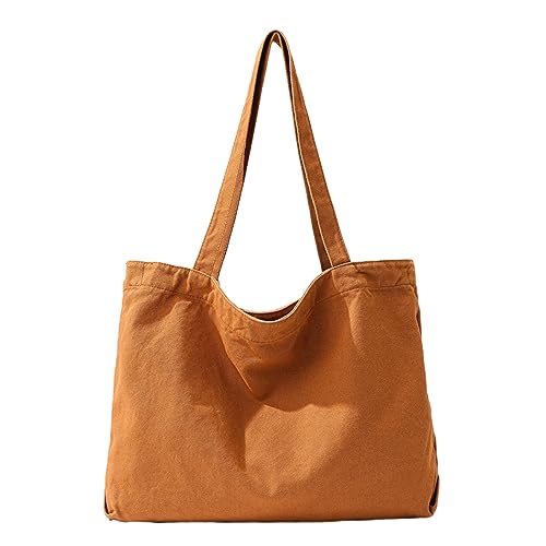 Sac fourre-tout en toile polyvalent vert ou marron à grande capacité pour femme