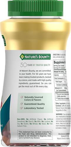 Nature's Bounty Vitamin B12 Gummies, Mixed Berry Flavor, 500mcg, 160 Count - image 8