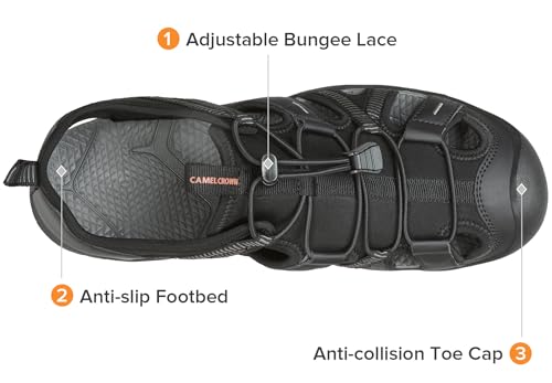 CAMEL CROWN Men's Waterproof Hiking Sandals Closed Toe Water Sandals Athletic Sport Sandals Summer Sandals Beach sandals for Outdoor3