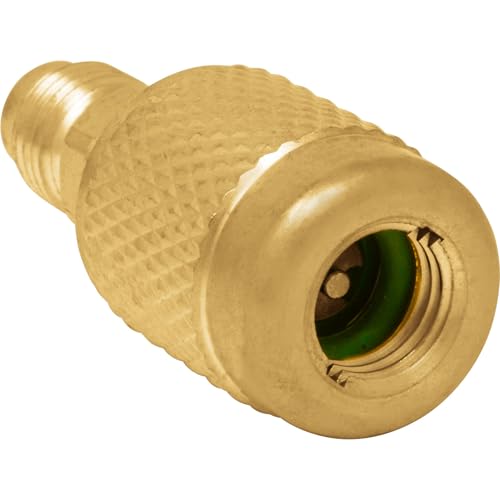 HVAC Guys Low Loss Fittings HVAC | 5/16in x 1/4in Solid Brass Heavy Duty HVAC Quick Connect Fittings 410a | Anti-Blow Back Adapter