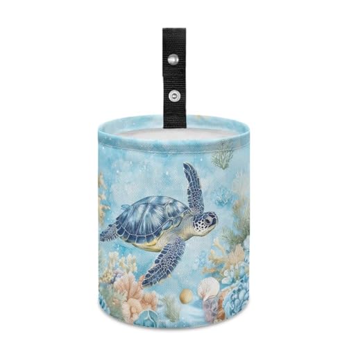 Image of Sea Turtle Car Garbage Can, Car Trash Bag, Car Garbage Bag, Hanging Car Trash Can for Car Accessories, Vehicle, Travelling, Camping, Cute Car Back Seat Organizer