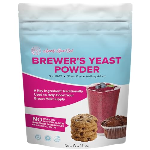 Image of Brewer's Yeast Powder for Lactation Support for Breastfeeding | Mild-Tasting, Debittered, Delicious in Lactation Cookies, Smoothies, Lactation Recipes, Gluten-Free by Mommy Knows Best, 15 oz