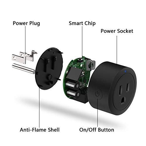 Black Smart Plug Amysen : Smart Mini WiFi Outlet, Works with Alexa and Google Home, ETL Certified, Only Supports 2.4GHz Network, No Hub Required, Remote Control, Control Your Devices from Anywhere