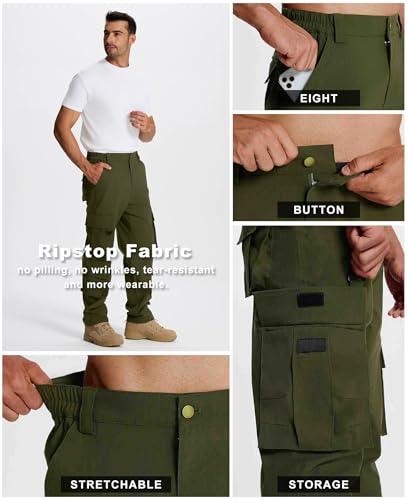 Susclude Cargo Pants for Men - Heavy Duty Stretch Tactical Pants Durability Ripstop Hiking Pants with 8 Pockets4