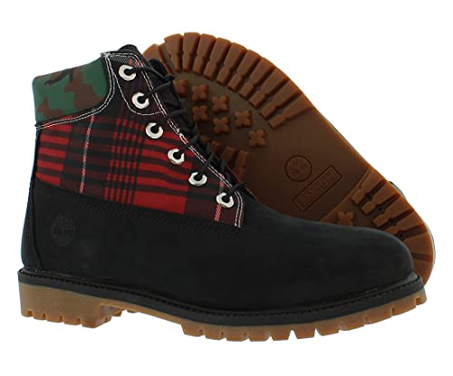 Image of Timberland Premium 6 in WP L /F GS Boys Shoes Size 5.5, Color: Black Nubuck /Core Black /Black
