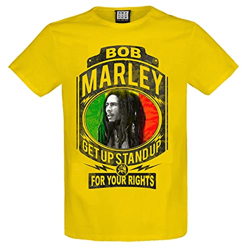 Amplified Bob Marley Collection - Fight For Your Rights Hombre Camiseta Amarillo S