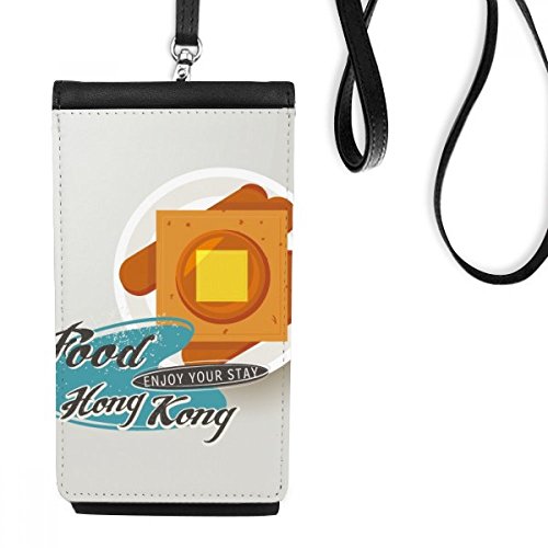 Bourse en cuir suspendu téléphone portable motif Hong Kong French Toast sacoche noire