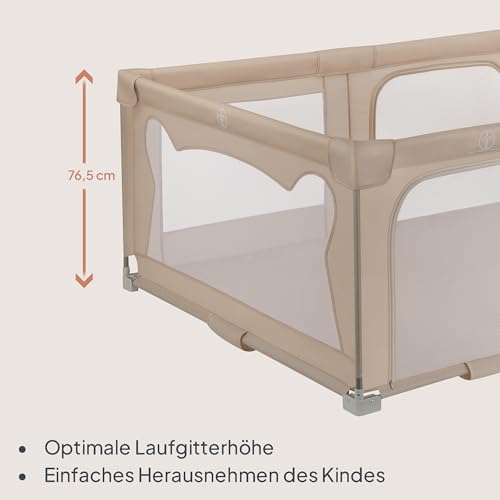 Lionelo Kinderlaufgitter 150 x 180 x 75 cm Florence Easy Fold, atmungsaktives Netz, sicher, tragbar, einfach zusammenklappbar, 2 Eingänge mit Reißverschluss, Reisetasche