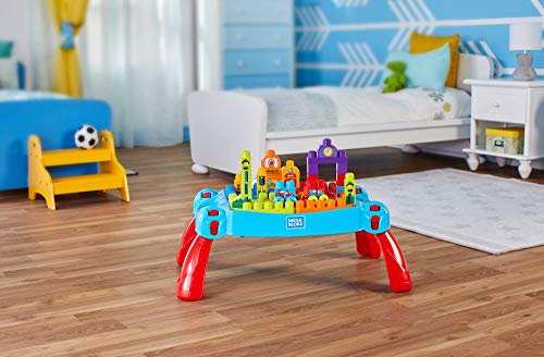 MEGA Bloks Tavolino Multiattività, di colore blu e rosso, per costruire e imparare i numeri e colori, 30 Pezzi, Giocattolo per Bambini 1+ Anni, FGV05 - Lego - Immagine 7