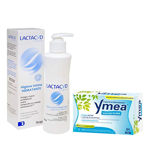 Ymea Vientre Plano - Tratamiento de la Menopausia, Control de Sofocos y Alivia el Hinchazón abdominal + Lactacyd Pharma Hidratante - Protege la hidratación intima diaria
