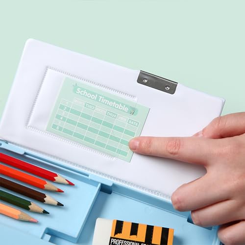 Image of Pop Up Multifunction Pencil Case, Cute Cartoon Pen Box Organizer Stationery with Calculators, Sharpener, Schedule, School Supplies, Best Birthday Gifts for Kids Teens (Light Blue)