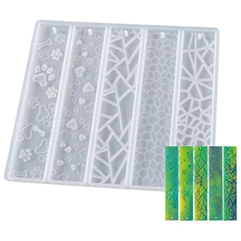 YISHI Bookmark Resin Mold Kit, DIY Rectangle 5 Cavity Bookmark Silicone Mould Epoxy Resin Jewelry Mould for Jewelry Craft Bookmark Making, One-size Cover