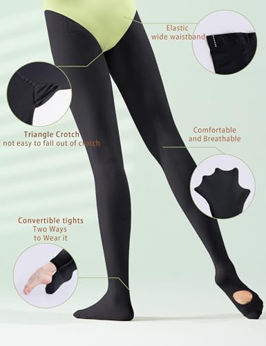 Image of Ultra-soft Ballet Tights High Elastic Convertible Dance Pantyhose 2 Ways to Dress (Toddler /Girls /Women)