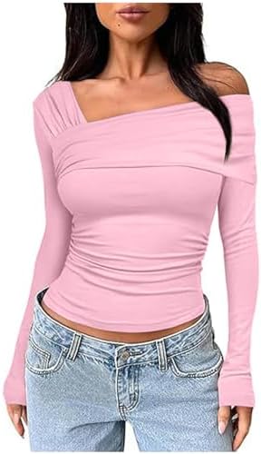 Ropa Y2k Blusa De Manga Larga Hombros Descubiertos Para Mujer
