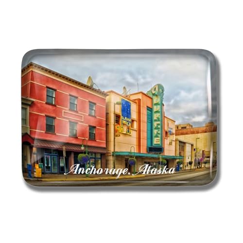Nogytize Imanes de cristal para nevera de Anchorage City, Alaska, Estados Unidos, recuerdos, coleccionables, rectangulares, divertidos para cocina, regalo, decoración del hogar, oficina, pizarra