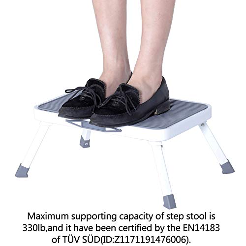 Sattiyrch Step Stool for Adult,Portable Folding Metal Small One Step Stool with Non Slip Platform,6.8