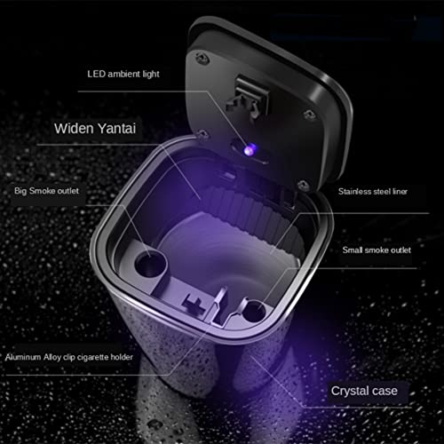 Image of Car Ashtray with Lid, Led Car Ashtray, Cup Holder Ashtray for Car - Push Swtich, Protable, Smokeless Ash Tray, Windproof for Outdoor Travel, Home Use