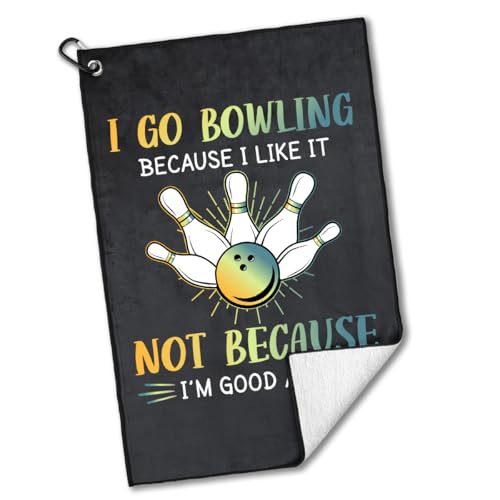rofiowa I Go Bowling Because I Like It Polyester and Cotton Blend Printed Bowlings Towel Funny Bowling Gifts & Accessories for Men Retirement Birthday Gifts for Dad Grandpa Bowlings Lover Fan