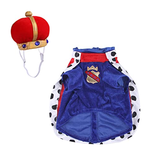 Ruiqas Fantasia de cachorro com coroa de capa, capa macia para cães de estimação com chapéu de coroa