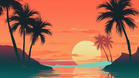 Tableau acrylique pour illuminer un mur sombre motif plage tropicale minimaliste