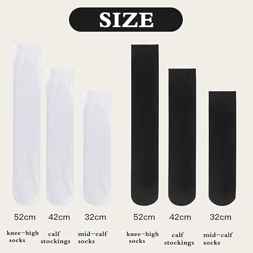 Image of Women's Non-Slip Thigh-High Socks High Stretch Nylon Compression Socks For Daily Wear, Work, Dates, Travel and Long-Term Standing(White Knee-High Socks)