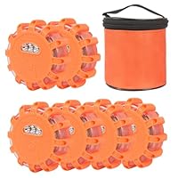 Yuanjoy 6 Stück Warnleuchten, LED Straßen Fackeln Sicherheit Blinkende, mit Magnetfuß und Haken, 9 Lichtmodi für die Sicherheit im Straßenverkehr, für Autos, LKWs, Boote