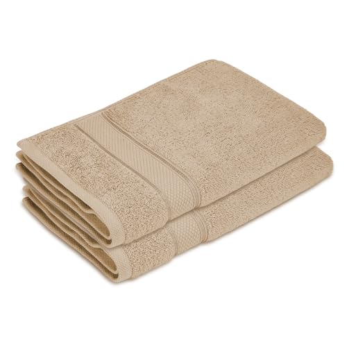 Image of BOUTIQUE LIVING Luxe Loom 100% Cotton 550 GSM Beige Hand Towels - Pack of 2