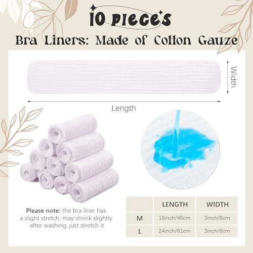 Toulite 10 Pcs 6 Layer Bra Liner Sweating, Cotton Sweat Liner Under Bra Pad Breast Washable Rectangle Absorb for Women Supply3