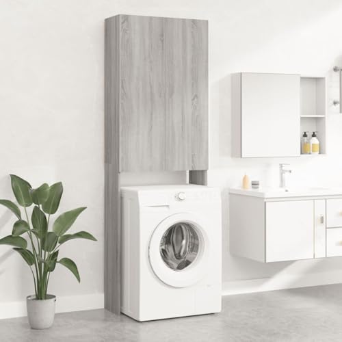 Gecheer Mueble para Lavadora, Mueble para baño, Estante para Inodoro, superestructura para Lavadora, Mueble para baño, Mueble para Lavadora, Mueble Alto para baño,Gris Sonoma 64x25,5x190 cm