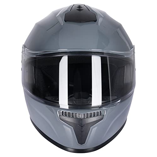 Full Face Motorcycle Street Bike Helmet With Motorcycle Gloves For Men And Women + 2 Visors Dot Model And Helmet Lock For Bmx Atv Mtb Riding, Road Racing, Cycling (Mh-Dark Grey, X-Large) #TOP5