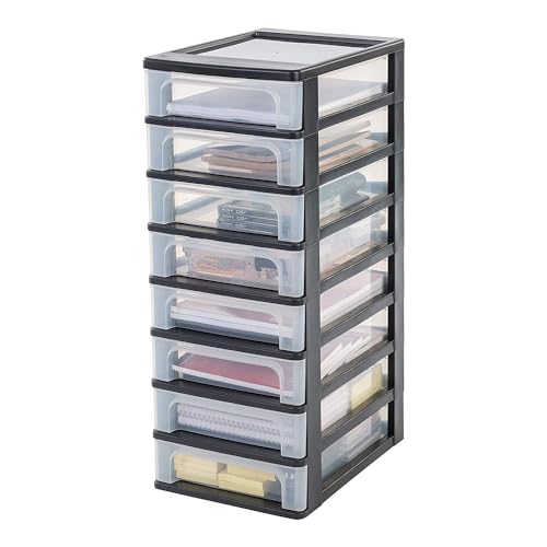 Iris Organizer Chest OCH-2080 Schubladencontainer-/ schrank, Kunststoff, schwarz / transparent, 35,5 x 26 x 65,5 cm