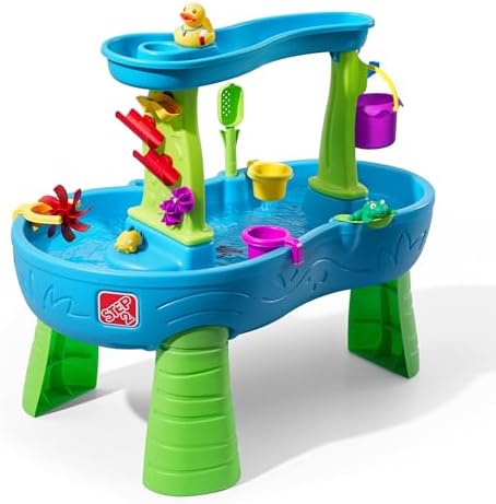 Step 2 Rain Showers Splash Pond Water Table Kids Water Play Table with 13-Pc Accessory Set