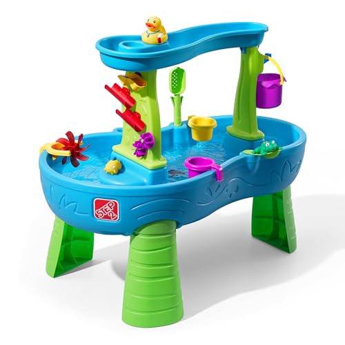 Step2 Rain Showers Splash Pond Water Table, Kids Water and Sand Activity Sensory Playset, Summer...