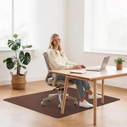 Image of Sycoodeal Chair Mat, 40 inch x 48 inch Office Chair Mat for Hardwood and Tile Floor, Heavy Duty Floor Protector for Rolling Chairs, Non-Slip,Computer Mat for Home Office(Brown)