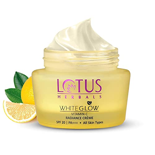 Image of Lotus Herbals WhiteGlow Vitamin C Radiance Cream | SPF 20 | For Dark Spots & Dull Skin | Anti- Pollution | 35g (Pack of 1)