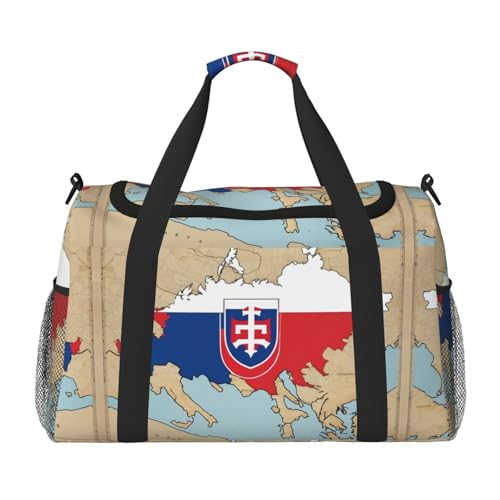Slovakia position flag map print Travel Duffle Bag Gym Bag for Women,Puffer Tote Bag,Weekender Overnight Bag Organizer