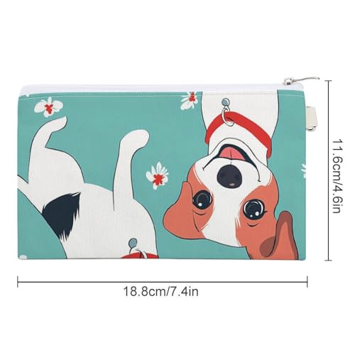 Cute Jack Russell Dog Fashion Coin Purse Change Makeup Bag Canvas Pencil Pouch Travel2