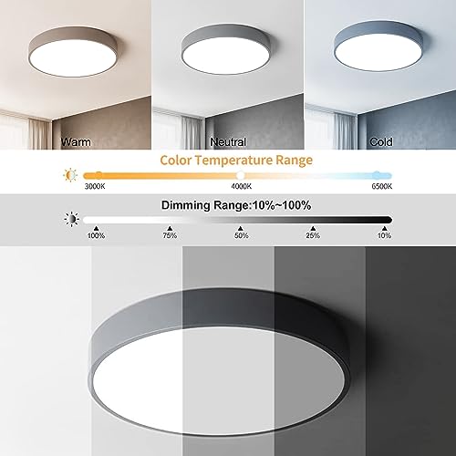 Plafonnier LED rond 50 cm à intensité variable gris 36W design