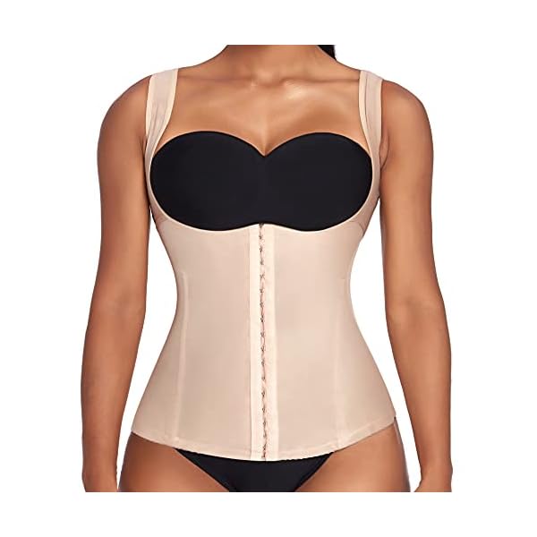 Ekouaer-Waist-Trainer-For-Women-Underbust-Corset-Vest-Body-Shaper-Tank-Top-Cincher-Shapewear-With-Hooks-S-4XL Ekouaer Womens Waist Trimmer Shapewear For Weight Loss Corset(Nude, L fit 33-35 Inch Waistline)