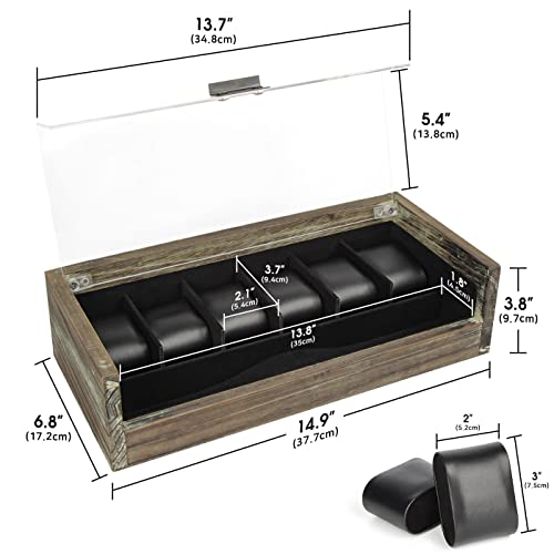 J Jackcube Design Rustic Wood Watch Box With 7 Compartment Slot Watch, Jewelry Display Organizer For Men, Vintage Storage Holder Case With Acrylic Top, Metal Hinge- Mk605B #TOP6